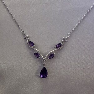Elegant Sterling Silver .925 & Amethyst  Necklace